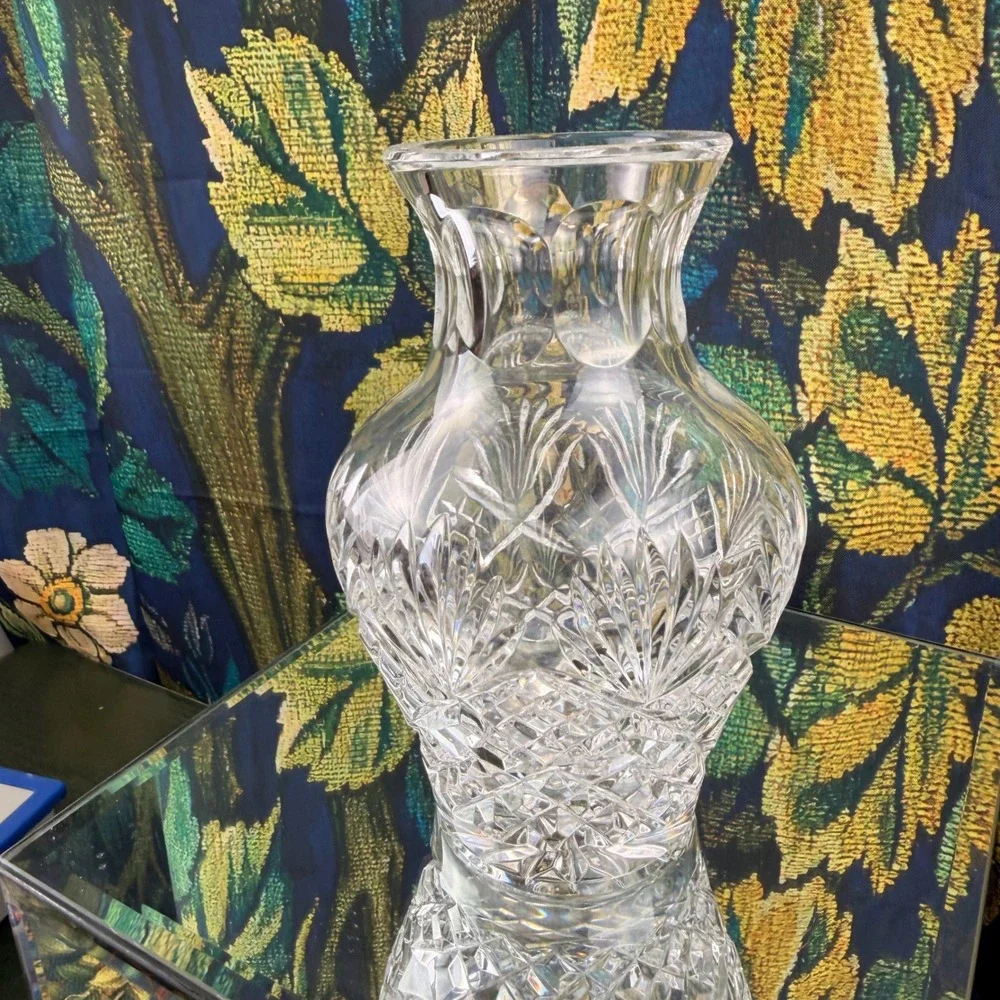 Badash Crystal Vase 7 Inch Cut Glass Flower Urn Made in Poland Clear Centerpiece